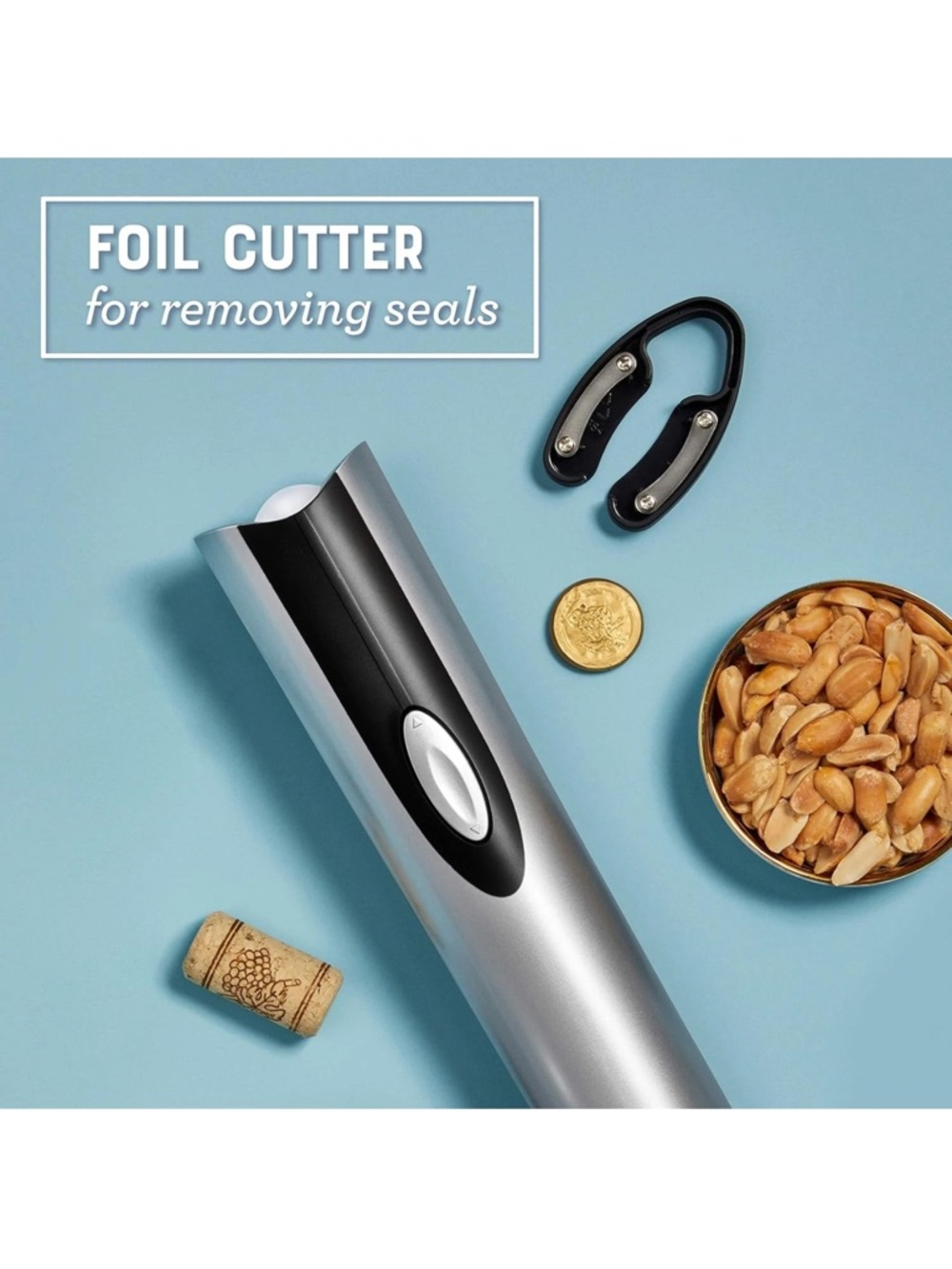 Oster Cordless Electric Wine Bottle Opener with Foil Cutter grey6 - Picture 3 of 4
